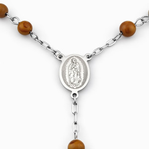 medalion decorativ din inox pe rozariu religios din jasp 2