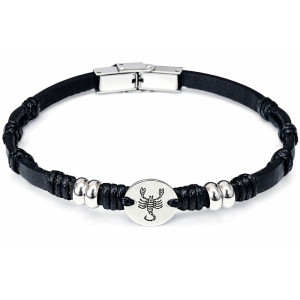 Brățară piele unisex zodia Scorpion detaliu