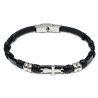 Brățară din piele naturală cu cruce din inox unisex