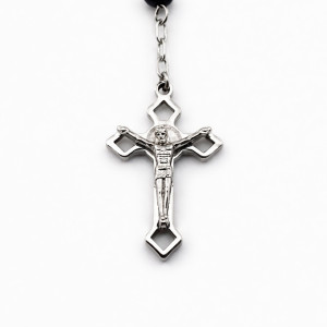 rozariu din ametist cu accesorii inox cruce religioasa