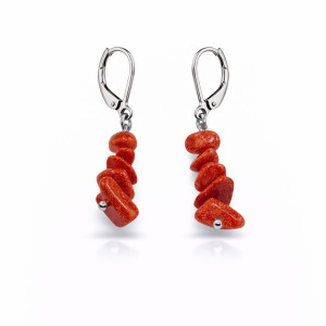 cercei handmade din inox cu piatra semipretioasa piatra soarelui (maro)