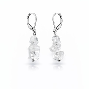 cercei handmade din inox cu piatra semipretioasa cristal de stâncă