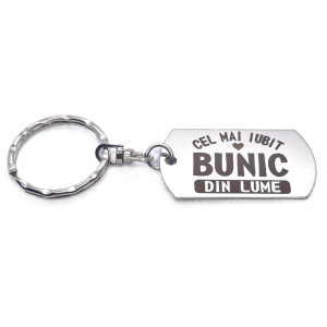 Breloc inox gravat „Cel mai iubit bunic” – cadou special