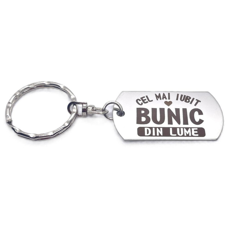 Breloc inox gravat „Cel mai iubit bunic” – cadou special