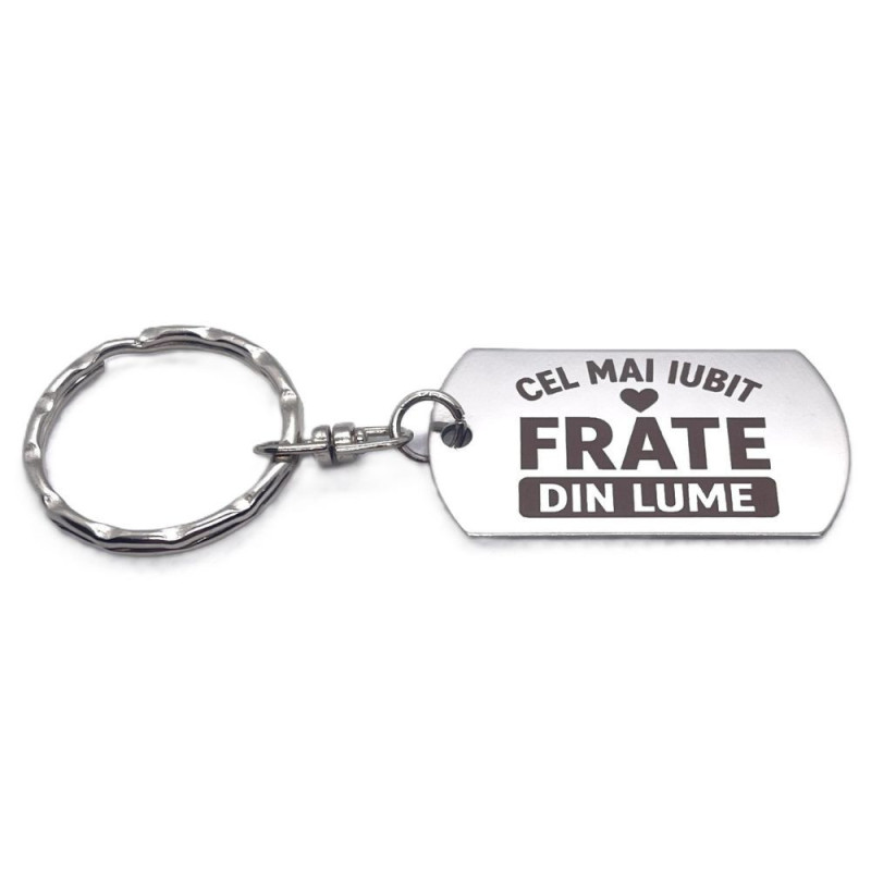 Breloc inox gravat „Cel mai iubit frate” – cadou special