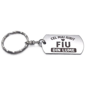 Breloc inox gravat „Cel mai iubit fiu” – cadou special