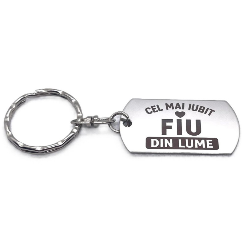 Breloc inox gravat „Cel mai iubit fiu” – cadou special