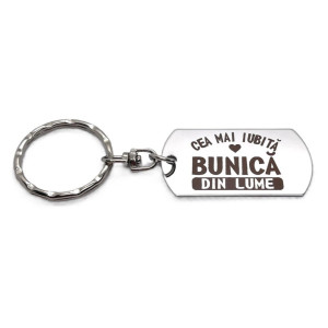 Breloc inox gravat „Cea mai iubită bunică” – cadou special