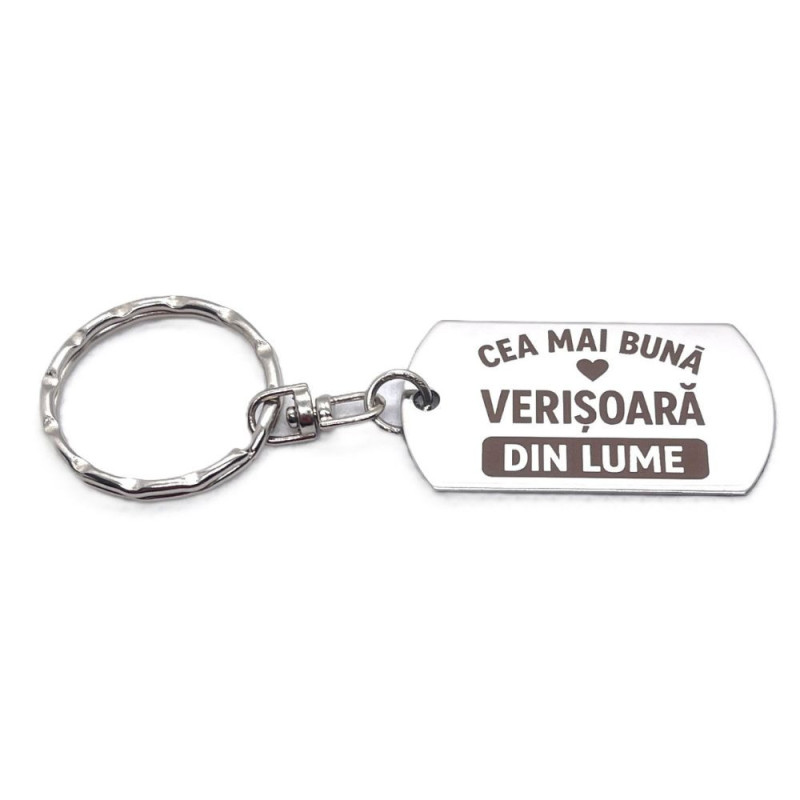 Breloc inox gravat „Cea mai bună verișoară” – cadou special