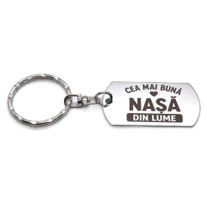 Breloc inox gravat „Cea mai bună nașă” – cadou special