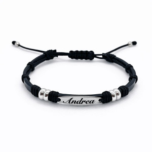 Set brățări personalizate pentru cuplu, Valentine’s Day, roșu și negru
