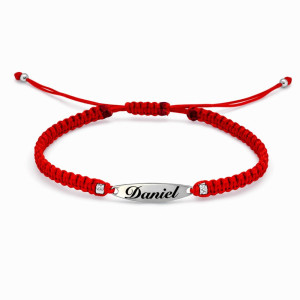 Brățară din șnur împletit personalizată cu nume, culoare roșie