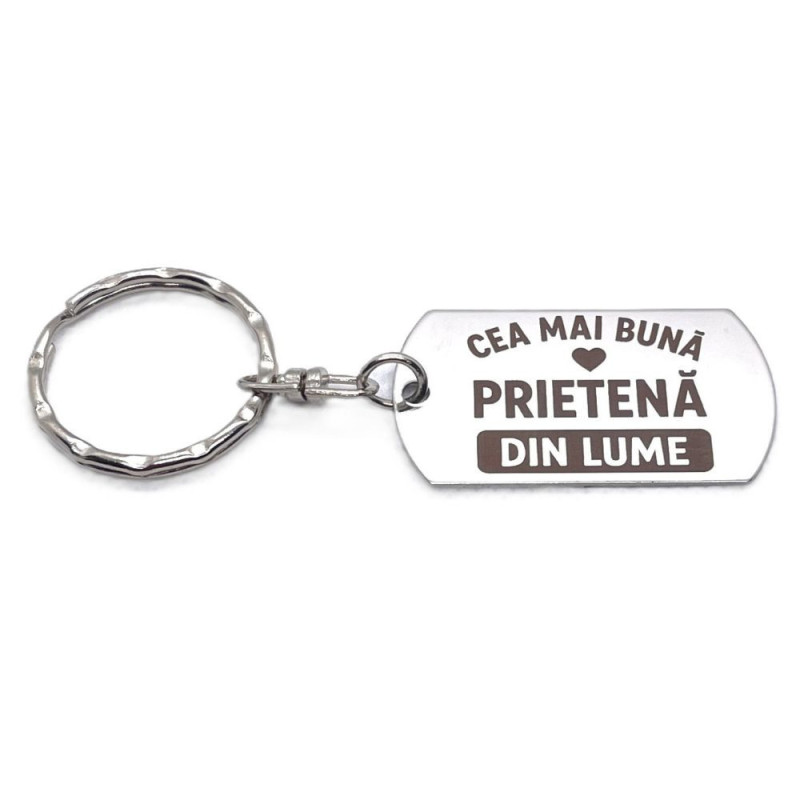 Breloc inox gravat „Cea mai bună prietenă” – cadou special