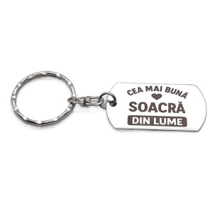 Breloc inox gravat „Cea mai bună soacră” – cadou special
