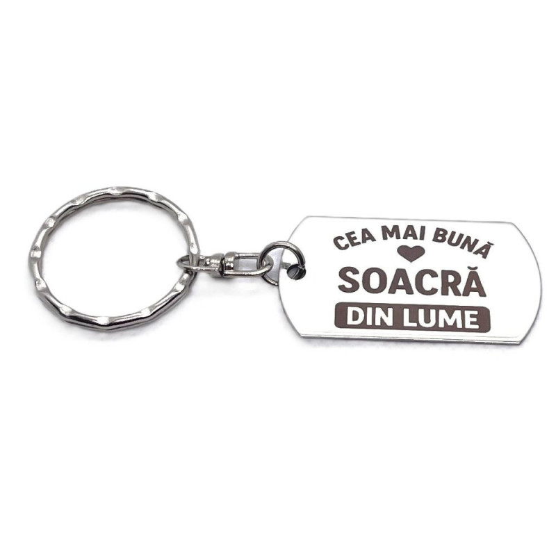 Breloc inox gravat „Cea mai bună soacră” – cadou special