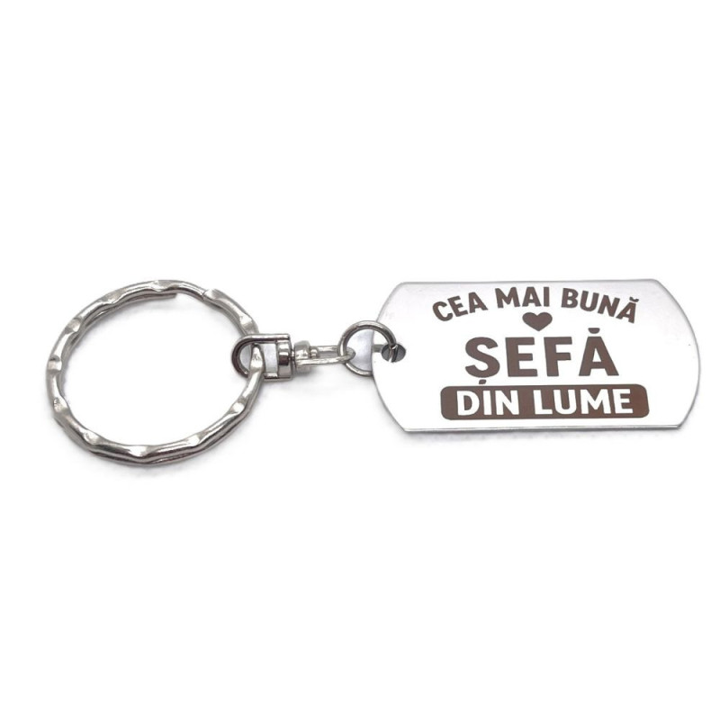 Breloc inox gravat „Cea mai bună șefă” – cadou special