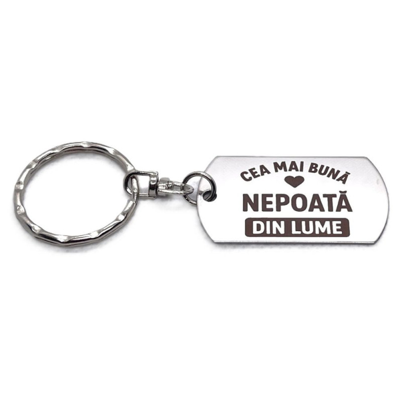 Breloc inox gravat „Cea mai bună nepoată” – cadou special