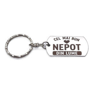 Breloc inox gravat „Cel mai bun nepot” – cadou special