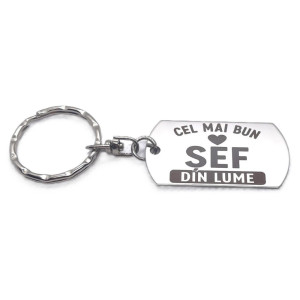 Breloc inox gravat „Cel mai bun șef” – cadou special