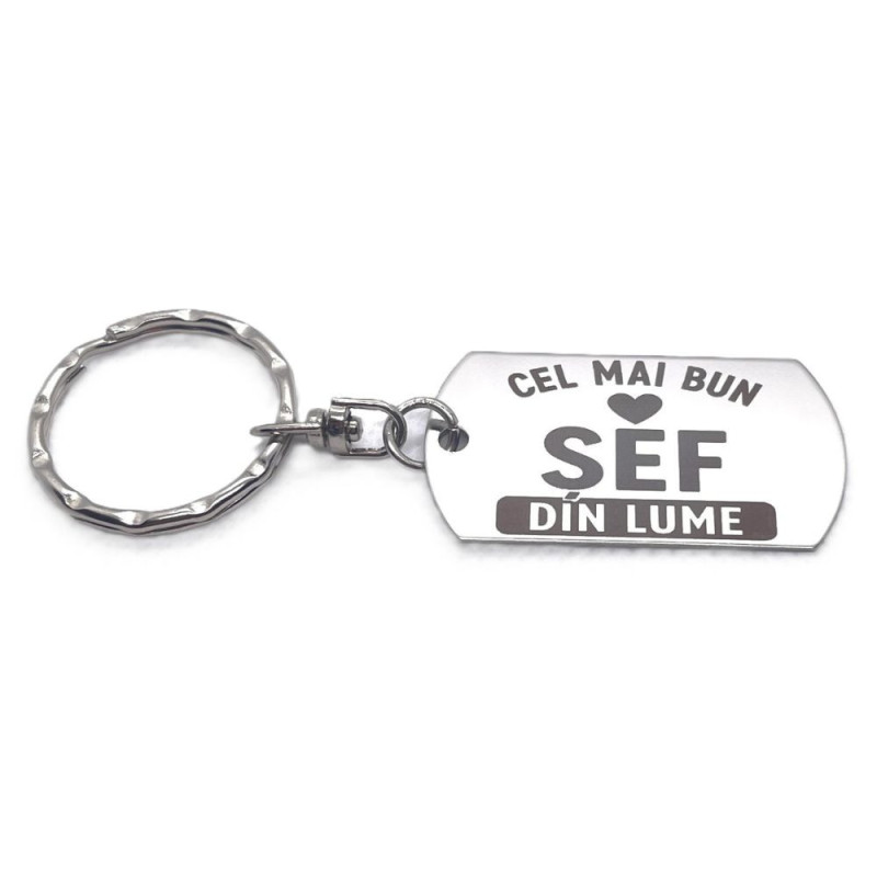 Breloc inox gravat „Cel mai bun șef” – cadou special