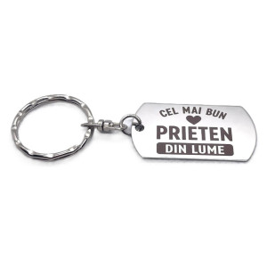 Breloc inox gravat „Cel mai bun prieten” – cadou special