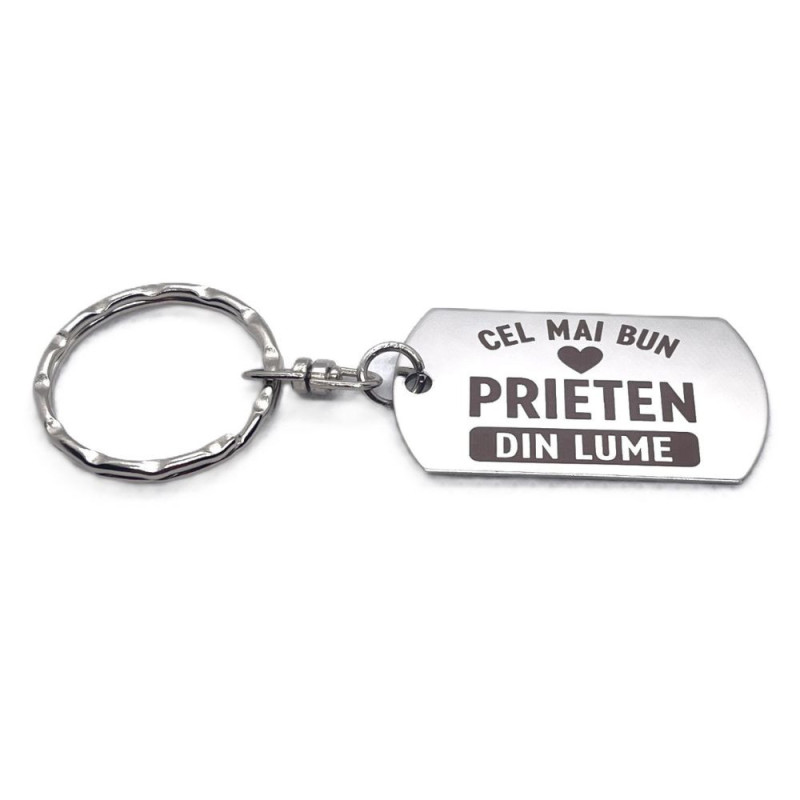 Breloc inox gravat „Cel mai bun prieten” – cadou special