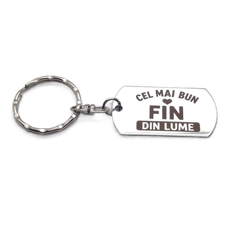 Breloc inox gravat „Cel mai bun fin” – cadou special