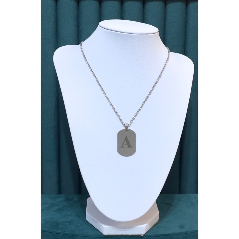 Lănțișor inox(oțel inoxidabil) cu pandantiv gravat cu inițială